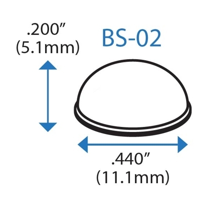 BS-02 WHITE Adhesive Back Bumper - Hemispherical