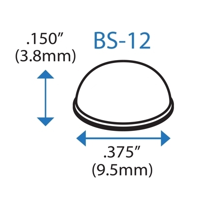 BS-12 BLACK Adhesive Back Bumper - Hemispherical