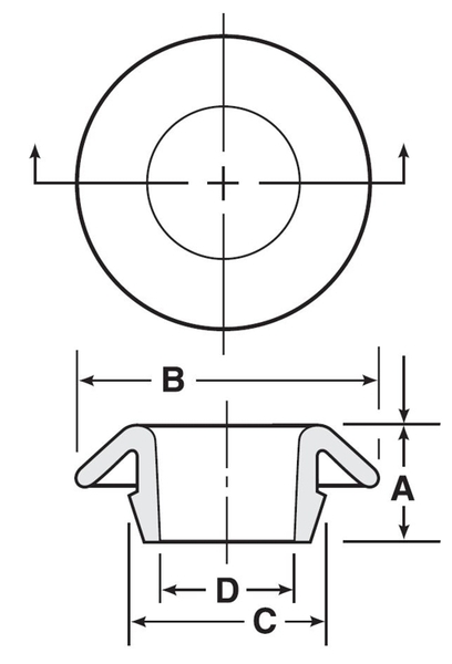 GRO-1-1/4-UL Thermoplastic Rubber Sheet Metal Grommet