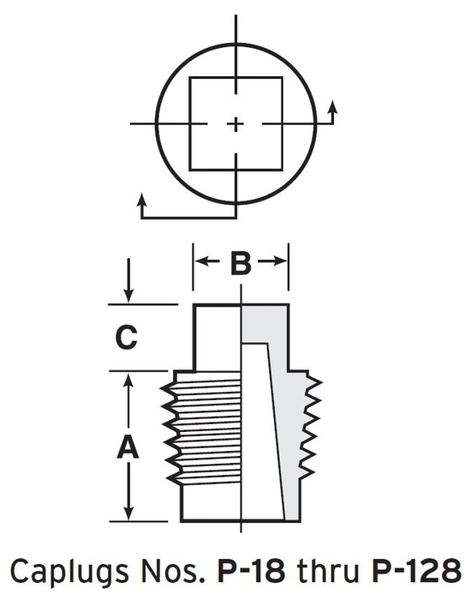 P-38 Square Head Plug for NPT Threaded Ports - Red