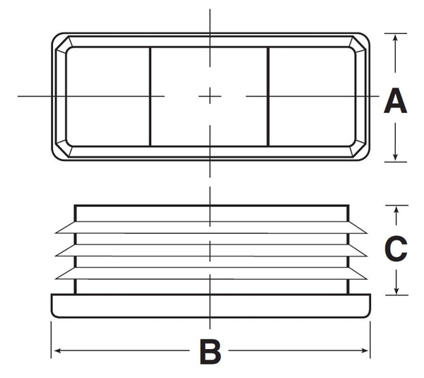 RER-1 1/2X2 1/2-12-16 Rectangular Tubing Plug LDPE