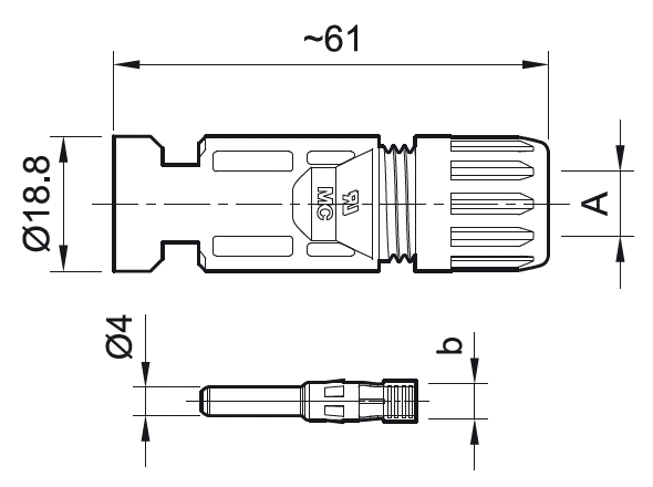 32.0015P0001-UR PV-KST4/6I-UR - Male Cable Coupler MC4