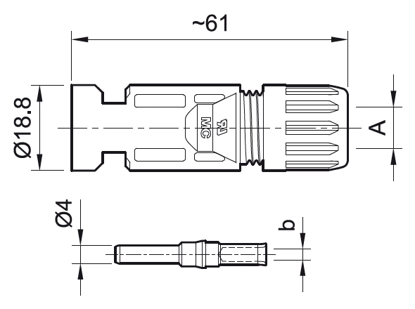 32.0095-UR PV-KST4/5I-UR - Male Cable Coupler MC4